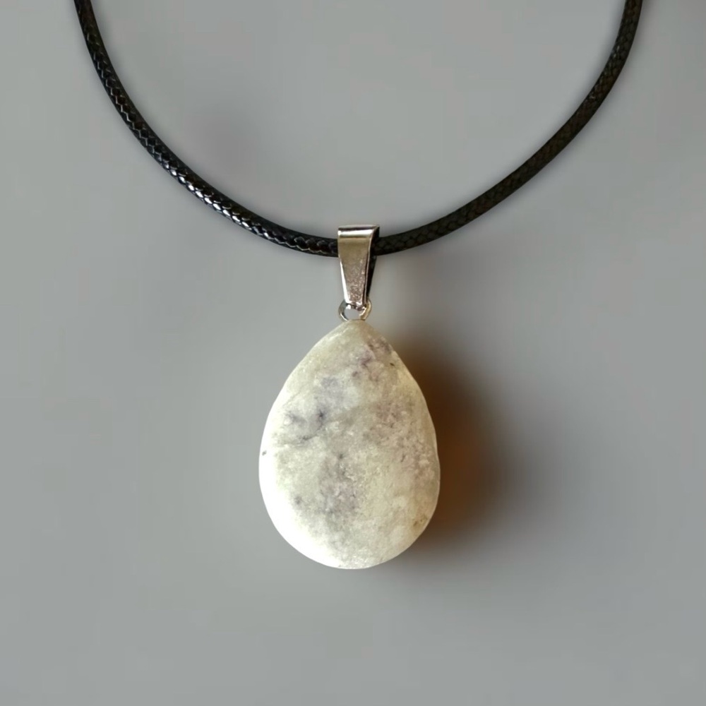 ⭐️ 5 for $25 Natural Stone Water Droplet Pendant Necklace on Black Cord